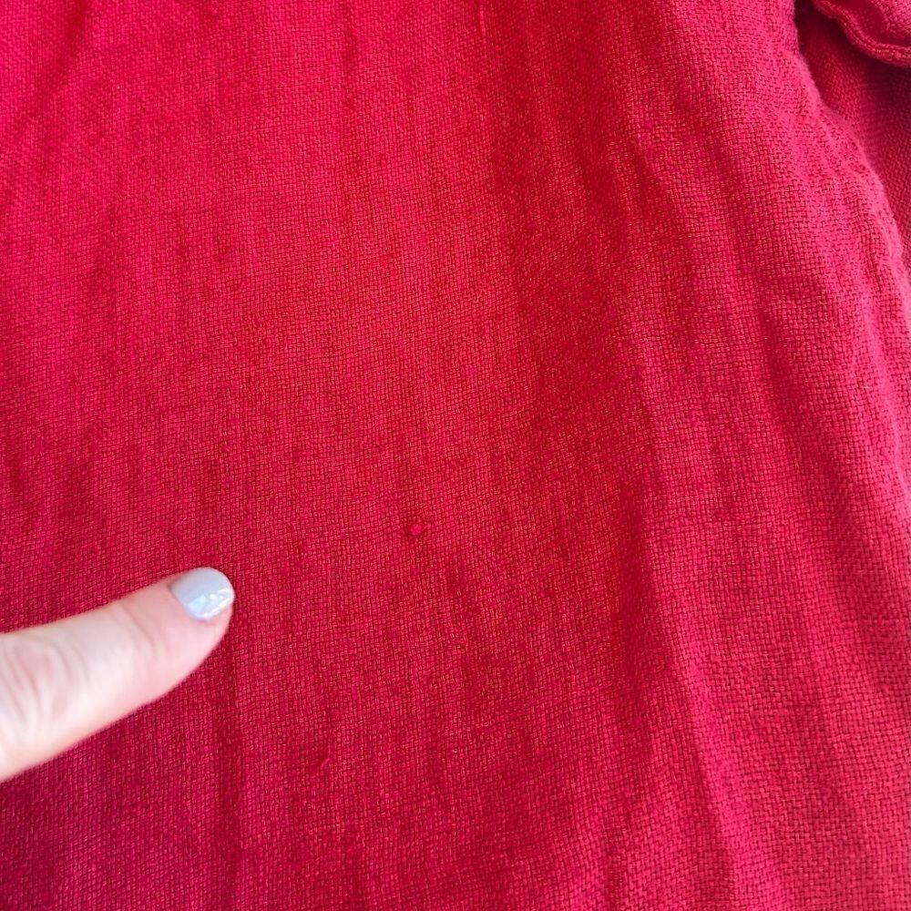 FLAX Red 100% Linen Tunic Top Rear Button Up Size Medium - Picture 8 of 9